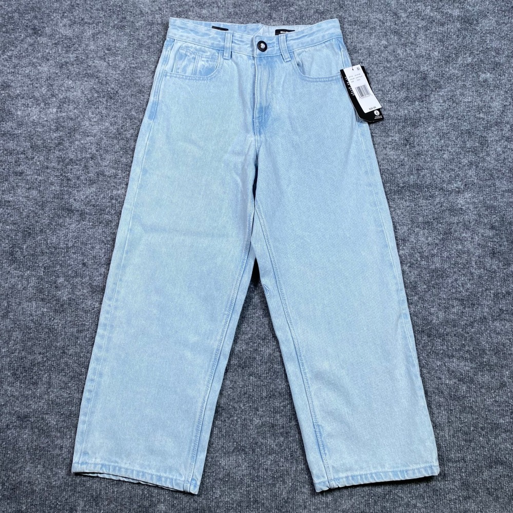 Volcom Billow Loose Fit Jeans Light Blue DA145VB8 Youth Size 10 25W New